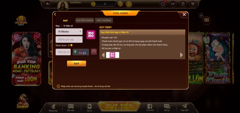 nạp tiền momo new66